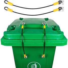 Vinommart 2 Pcs Universal Semi-Automatic Garbage Can Locks for Animals, Wire Rope Trash Can Locks for Raccoons (Yellow)