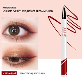 BLUE LOVE Waterproof Liquid Eyeliner Pen - Long Lasting Smudge Proof Makeup, Easy to Apply for Winged Liner & Everyday Use (Wine Red)