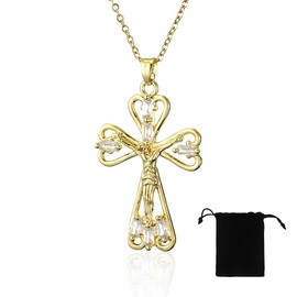 Kreuz Kette, Damen Gold Kreuzkette, Kreuz Anhänger Halskette, Damen AAA Zirkonia Kreuz Anhänger, Hypoallergene 18K Vergoldete Kette, Modeschmuck für Frauen Mädchen Geschenk