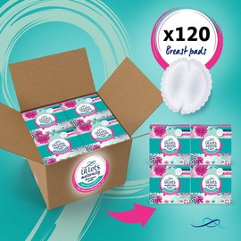 Lil-Lets Maternity Breast Pads, 120 x Disposable Nursing Pads, Individually Wrapped, Ultra Slim & Absorbent Nipple Pads, Super Soft & Secure, 4 Packs of 30 Pads