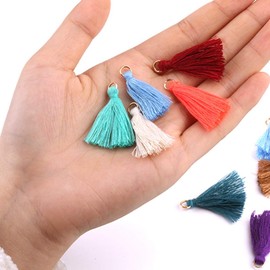 Egurs Pack of 100 Colourful Tassel Pendant Tassel 3 cm Mini Fringe for DIY Jewellery Earrings Crafts Bracelets Key Rings