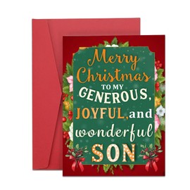 Son Christmas Seasons Greetings Cards With Envelopes for Boys Teens Son Christmas Cards Stocking Stuffers for Kids Teens Boys Son Secret Santa Gift Ideas for Son Kids Christmas Gifts for Kids Son