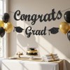 Pre-Strung Black and Gold Glitter Congrats Grad Banner Class of