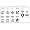 Stainless Steel Tamper Proof 1/4"-20 One Way Machine Screw Kit