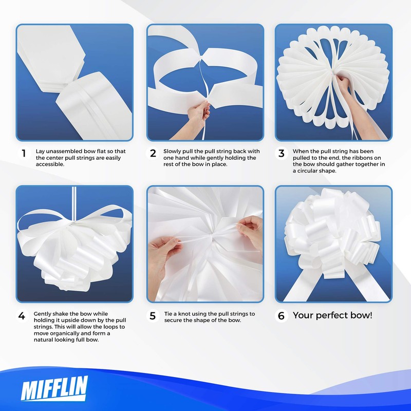 MIFFLIN Big Car Bow (White, 23 inch), Gift Bow, Giant