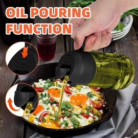 2-in-1 Olive Oil Sprayer for Cooking – 16 oz Glass Spray & Pour Dispenser for Everyday Kitchen Seasoning