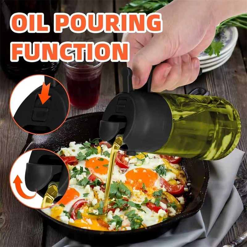 2-in-1 Olive Oil Sprayer for Cooking – 16 oz Glass