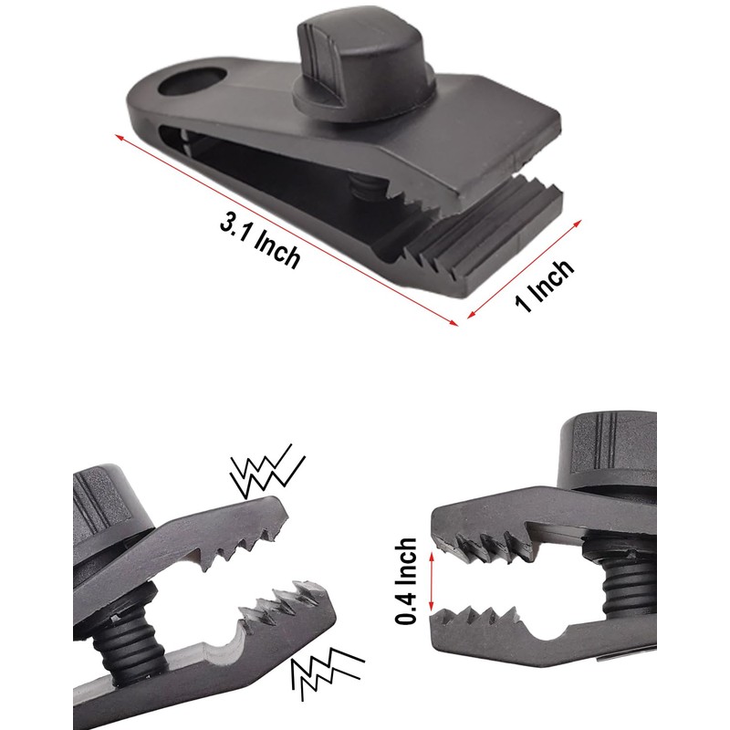 BINCKIN Tarp Clips Heavy Duty Lock Grip 20 Pcs Black