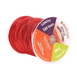Mandala Crafts Metallic Cord Tinsel String Rope for Ornament Hanging, Decorating, Gift Wrapping, Crafting (Non Elastic 1mm 120 Yards, Red)