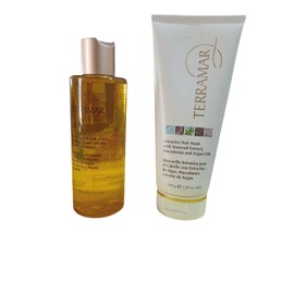 Terramar Set de Tratamiento para Cabello, Aceite 3 en 1 con Argán 195ml, Mascarilla Intensiva con Algas 200g