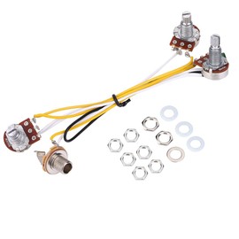 Guitar Wiring Hareness Set, 500K Pots Control Knobs 3-Way Switch with Jack Wiring Harness Kit for JB Electirc Bass