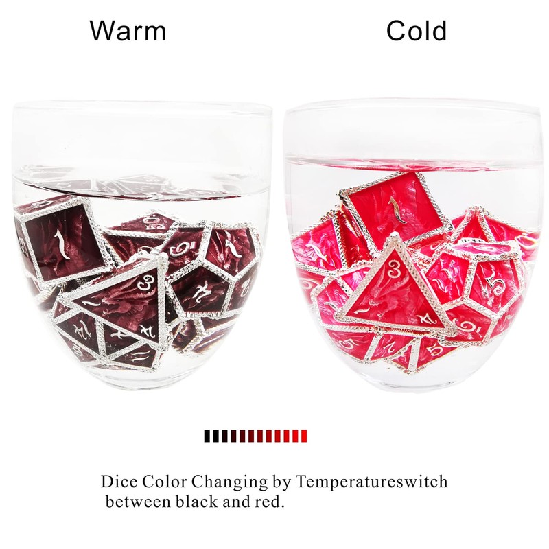 HAOMEJA Color Changing dice Metal Dragons dice DND dice Set