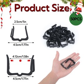 Lifreer 50PCS Christmas Light Clips, Gutter Hooks Outdoor Lights Hooks Clips String Lights Hooks Mini Hang Hooks Plastic Clips for Christmas Party Outside Lights Decoration (Black)
