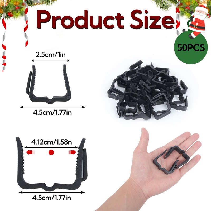 Lifreer 50PCS Christmas Light Clips, Gutter Hooks Outdoor Lights Hooks