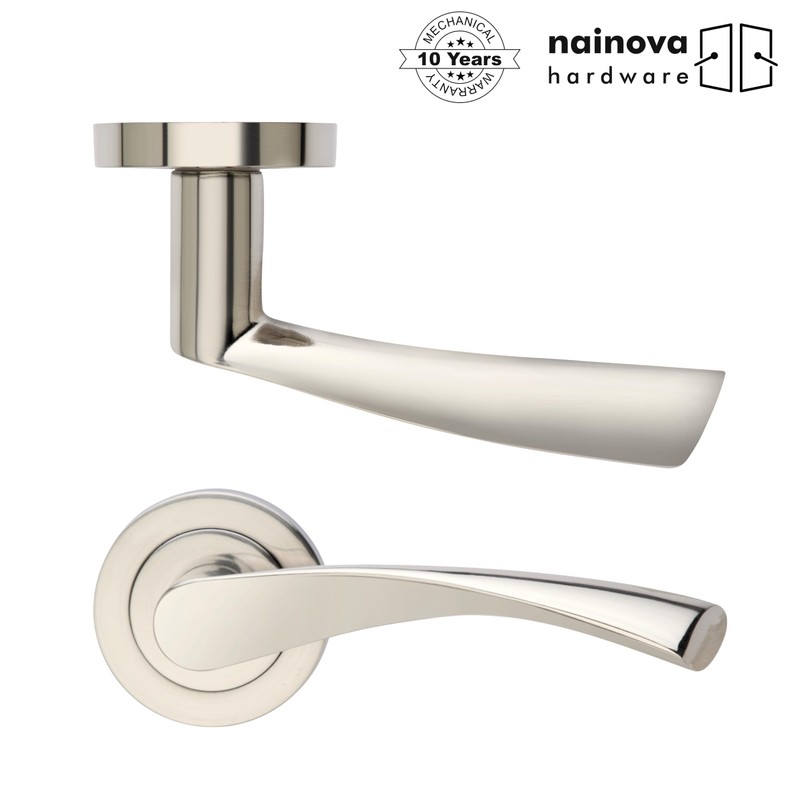 NAINOVA® Twist Twirl Door Handle Lever on Rose | Brushed