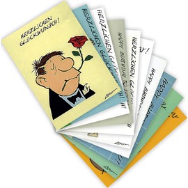 Inkognito Postcards Set of 10, Motif: Congratulations and Congratulations with Joke, Charm "Birthday Set Loriot", Artist: Loriot (Vicco von Bülow), Item No.: MIX-0865 | by Berliner Verlag