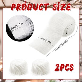 Pack of 2 Faux Fur Border, Faux Fur Ribbon, Faux Fur Band, Faux Fur Fabric, Faux Fur for Crafts, Decorative Ribbon, Plush Trim Fabric Roll for Gnome, Beard, Santa Hair, Dwarf, DIY Decoration, 10 x 150