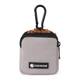 COOWONE Dog Treat Pouch Pocket Sized Pet Puppy Training Pouch for Dog Training Behavior Aids, Waterproof Nylon Fabric Dog Poop Bag Holder, Hands Free Dog Walking Bag with Metal Carabiner (Grey)