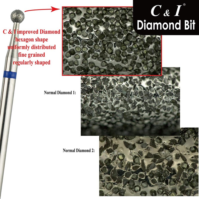 C & I Diamond Nail Drill, Ball Shape Head E-File,