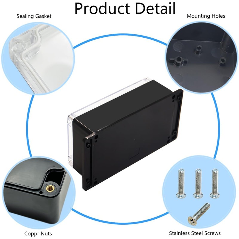 Raculety Junction Box IP65 Waterproof ABS Plastic Electrical Project Case