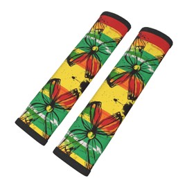 Yiohaha The Jamaican Flag and Butterfly 2 Pack Car Seat Belt Cover Pads Pram Strap Covers Automotive Seatbelt Universal Soft Comfortable for Men Women Adults