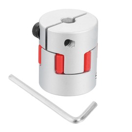 sourcing map D25 L30 5mm to 5mm Flexible Plum Shaft Coupling Aluminum Motor Connector Flexible Spider Coupler for 3D Printer CNC Machine and Servo Stepper Motor (Silver Tone/Red)