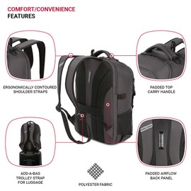 SwissGear Civic Pro Laptop Backpack, Grey, 18"x13.25"x7"