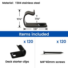 Muzata 120PCS Deck Starter Clips Stainless Steel Universal Starter Deck Clips for 1500 SQ. FT. of Decking Board Start Hidden Fasteners M028