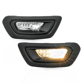 HECASA Fog Light & Bezel Compatible with 2020-2023 Ford Transit Bumper Driving Fog Lamps Covers W/Wiring Left & Right Side Clear Lens Plastic Replacement for FO2592236 FO2593236