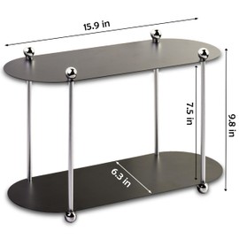 H HERAFE 2-Tier Bathroom Counter Organizer, Perfume Display Stand and Vanity Tray Organizer, Corner Shelf Cosmetics Makeup Bathroom Supplies Organizer, Spice Rack for Kitchen (Metal Black)