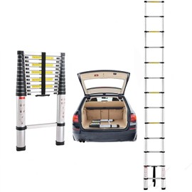 Telescoping Ladder 3.8M/12ft Aluminum Multi Purpose Telescopic Extension Ladder Adjustable(330 pound/150 kg,EN131) for Clean Decorate Party Replace The Bulb
