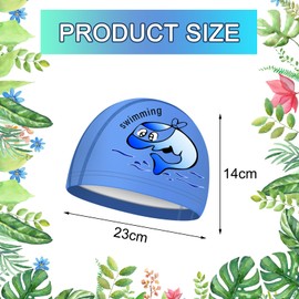 ZWWOGE Badekappe Kinder Stoff (4-10 Jahre) – Bequem, Langlebig & Hochelastisch, Delphin Cartoon PU wasserdicht beschichtete Badekappe