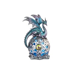 ICE ARMOR 8" H Blue and Purple Dragon Globe with LED Globe Statue Fantasy Figurine - Exquisitely Detailed Mythical Dragon Figurine Sculpture, Hand Painted Collectible Statue for Fantasy Enthusiasts
