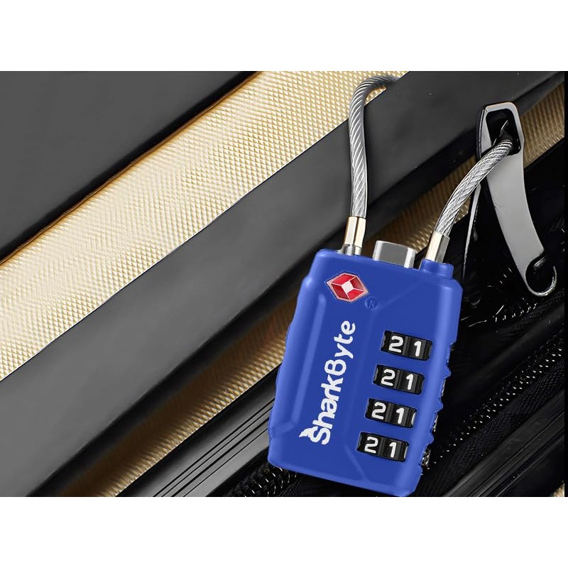 SharkByte TSA Suitcase Locks - 4-Dial Security Travel Combination Padlock,