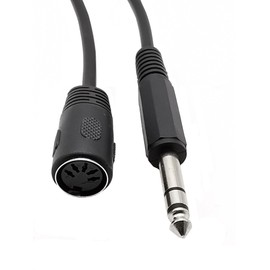 Seadream DIN 5 Pin Female to 6.35mm Male Adapter Cable,6.35mm 1/4" Jack Plug to 5 PIN MIDI DIN Female Socket TRS Stereo Audio Extension Cable for Microphone Sound Output 30cm
