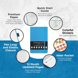 Wordsworth Undated Planner Weekly and Monthly - Dotted Blank Planner - Hardcover, Dateless Weekly Planner, 5.83 × 8.27In - Premium A5 Paper (120GSM) - Monthly, Weekly, Yearly Spread - Bullet Planner