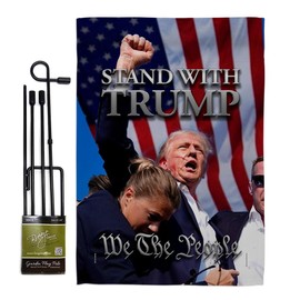 Ornament Collection Trump Rally 2024 Flag Stand Kit Wall Hanging Deor for Home Poster Porch We The People President 47 MAGA Yard Sign Outdoor Patriotic Decorations, Republican Gifts Made in USA
