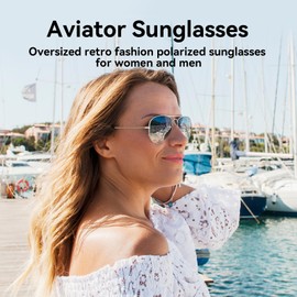 Dollger Oversized Aviator Sunglasses for Women Men Classic Polarized Sun Glasses Vintage Retro Style Metal Frame Shades UV400 Protection