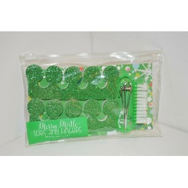 Wink Cosmetics Merry Mistle MANI PEDI Set Toes FINGERS Green Sparkle 5 PC Clipper Cuticle Push