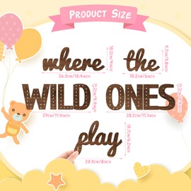Beeveer Where the Wild Ones Play Nursery Sign Wooden Playroom Wall Decor Playroom Decoration Word Play Sign for Wall Plaques (23 Inch,Brown)