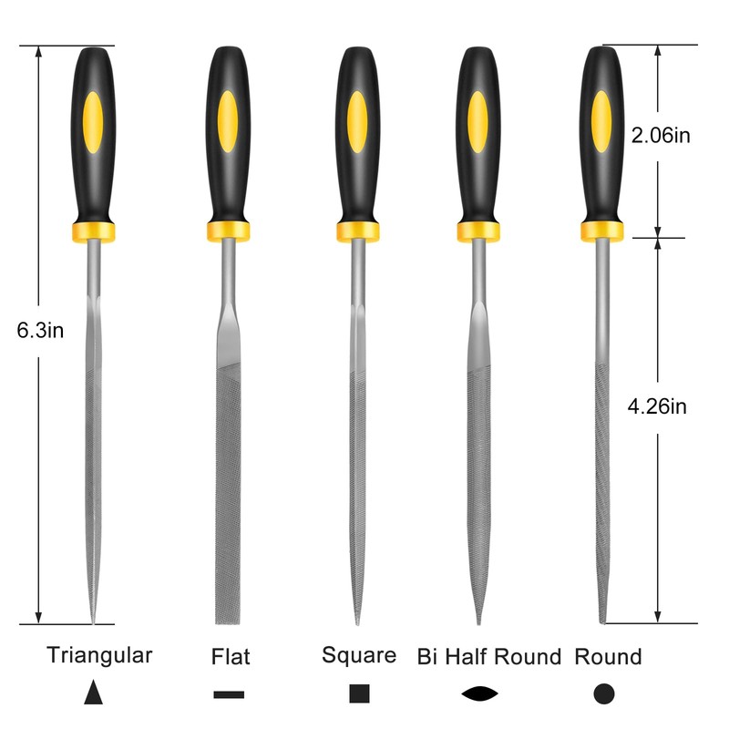 Zigdiptek Mini Metal Needle File Set, 5pcs, Small Hand Files