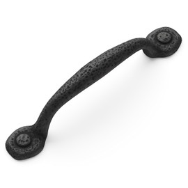 Hickory Hardware 3-3/4 Inch Pull, Handles for Kitchen Cabinet Doors, Bathroom & Dresser Drawers, Refined Rustic Collection, 3-3/4 Inch Hole Center, 5-9/16 Inch Center Total Length, Black Iron, 1 Pack