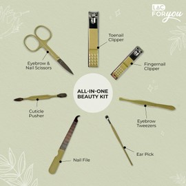 Manicure Set 7 Pieces - LAC FOR YOU: Professional Nail Set and Pedicure Set for Men and Women Travel Set - Green