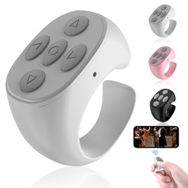 Wireless Bluetooth Remote Control, 2025 New Remote Control Page Turner Bluetooth Scroller Ring,Automatic Rechargeable Bluetooth Scroller Ring (White)