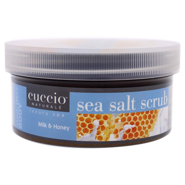 Cuccio Naturalé Sea Salt Scrub Milk & Honey - Exfoliates & Removes Dead Skin Cells - Soothes, Moisturizes, Hydrates - Paraben/Cruelty Free, w/ Vitamin E, Grapeseed, Almond, Avocado Oil - 19.5 oz