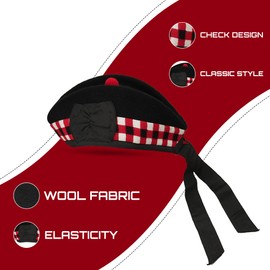 Glengarry HAT Wool Cap with Soft Cotton Lining Comfortable FIT Kilt Accessories – Military Cap (UK, Numeric, 7 1/4, (UK. 58) Black Wool DICED)