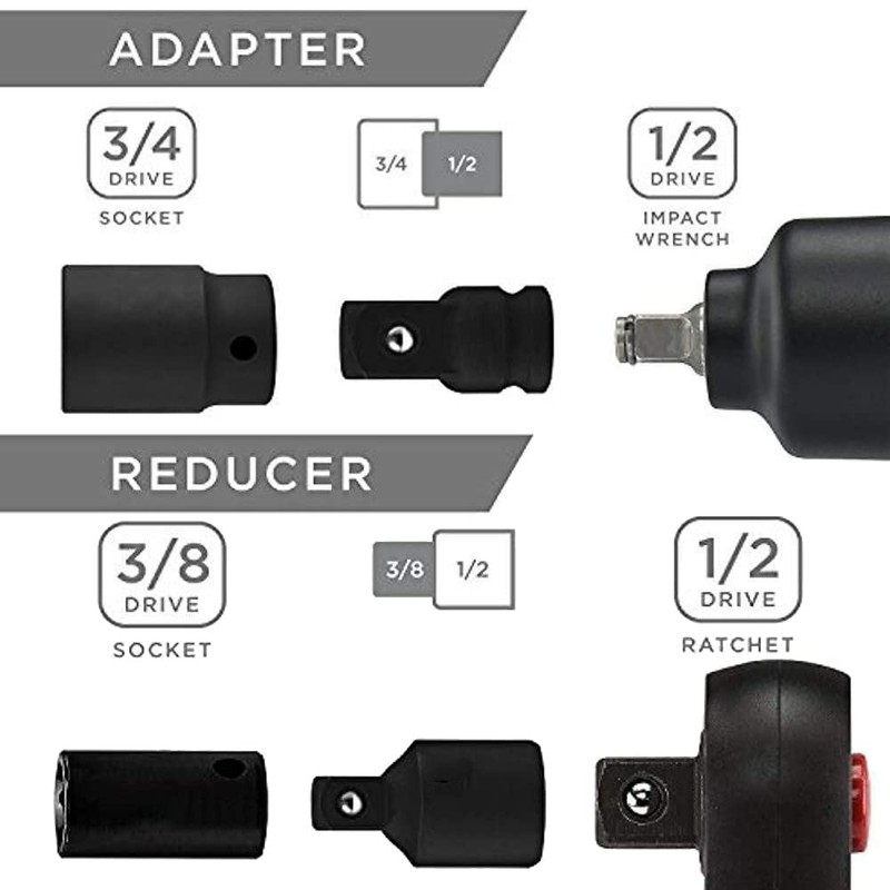 Bestgle 4pcs Impact Socket Adapter and Reducer Set, Socket Driver