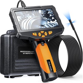 Triple Lens Borescope Inspection Camera, Teslong Professional Endoscope with Light, Digital Video Scope Camera, 5" IPS Screen, Waterproof Flexible Cable for Automotive/Home/Wall/Pipe/Car (10FT)