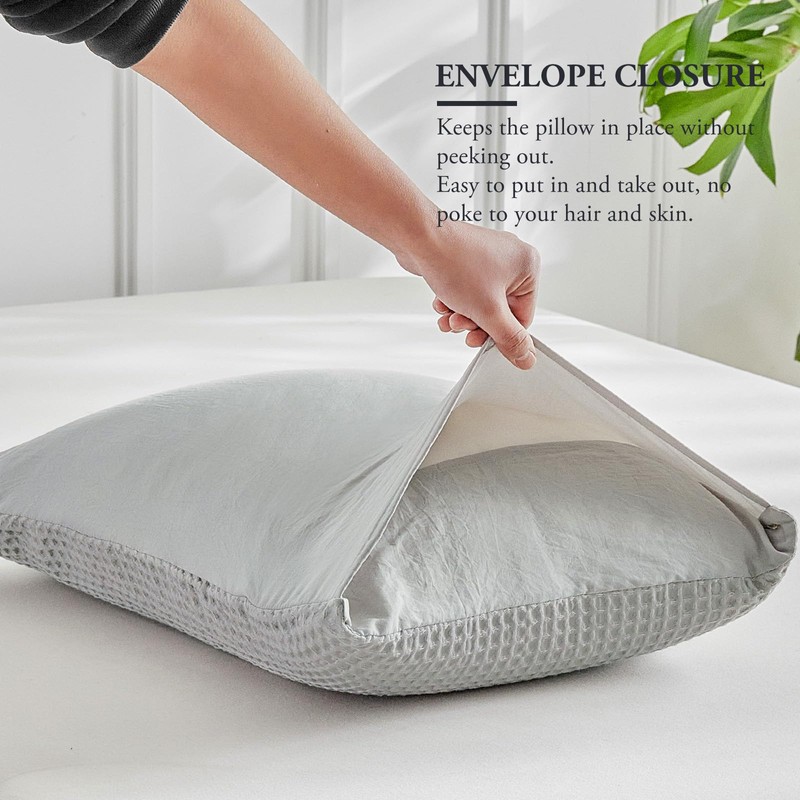 WARMDERN Waffle Weave Pillowcases Standard Size 2 Pack Pillow Cases