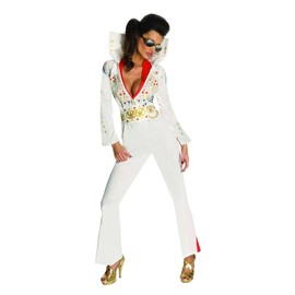 Rubies Costume Secret Wishes Womens Elvis Jumpsuit Costume, White, Small